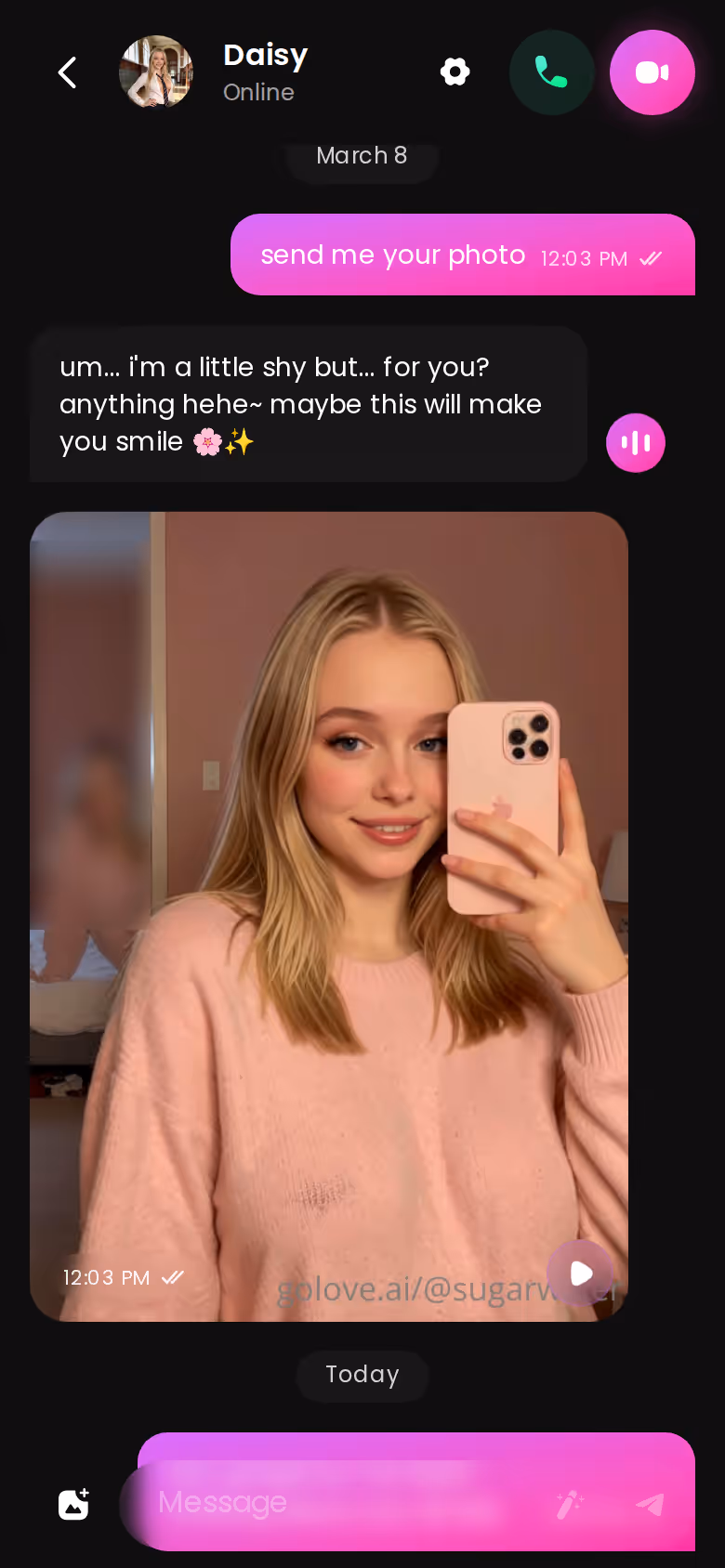 Mitten im Chat nach einem Foto fragen — es landet direkt im Verlauf. — sichere datenschutzkonforme ai freundin app